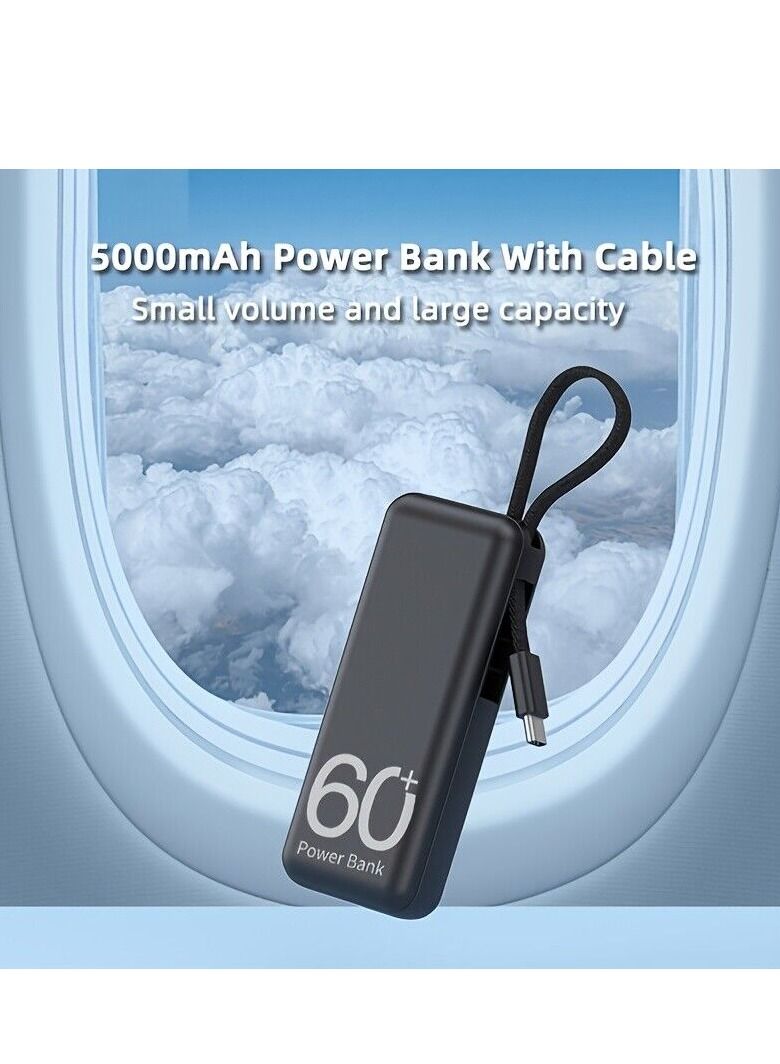 5000mah mini power bank for android  xiaomi samsung Portable emergency charging external battery charger built-in Type c cables - Image 3