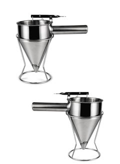 2 Pieces Stainless Steel Pancake Batter Dispenser Cream Batter Funnel