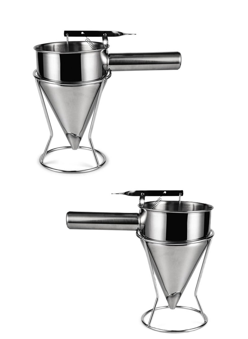 Generic - 2 Pieces Stainless Steel Pancake Batter Dispenser Cream Batter Funnel - Image 1