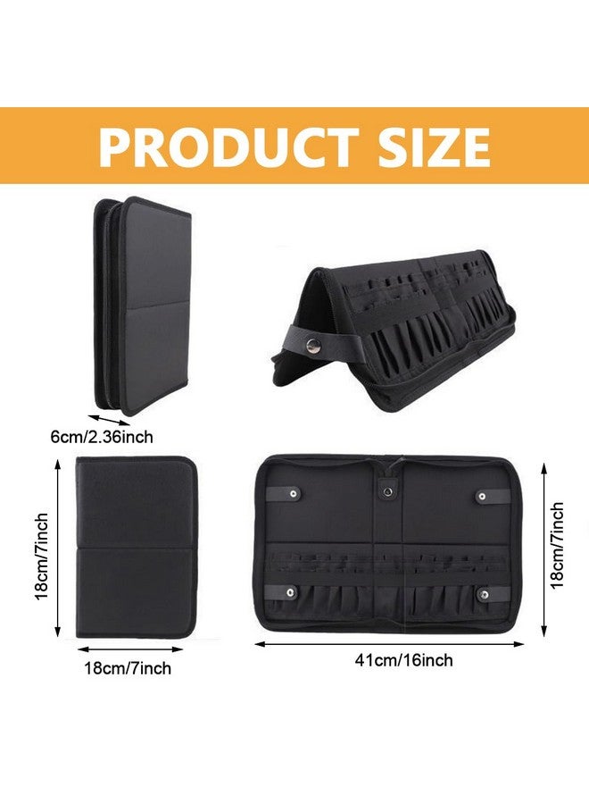 MAYCREATE® Makeup Brush Holder Bag Portable Travel Makeup Organizer Bag Foldable Zipper Cosmetic Makeup Brush Pouch Storage Case with 29 Elastic Pockets - Image 2