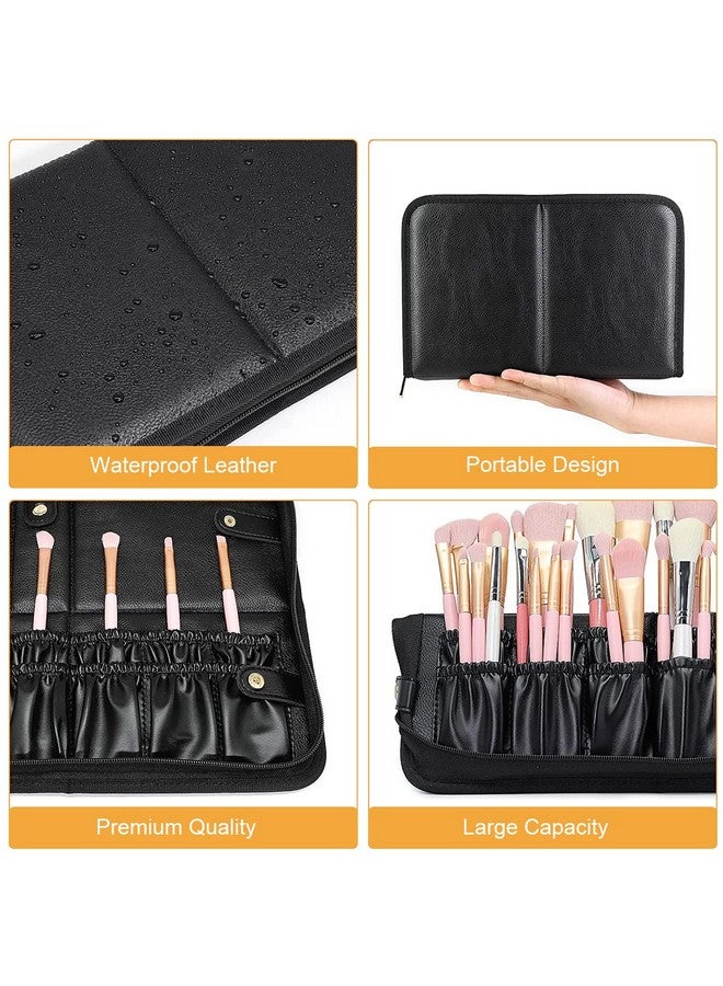 MAYCREATE® Makeup Brush Holder Bag Portable Travel Makeup Organizer Bag Foldable Zipper Cosmetic Makeup Brush Pouch Storage Case with 29 Elastic Pockets - Image 3