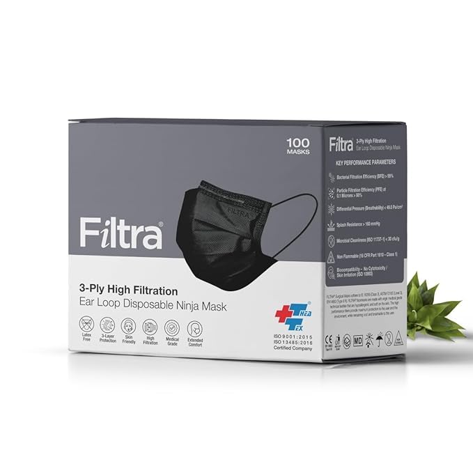 Filtra ® 3-Ply Ear Loop Surgical Mask - High Filtration | Breathable | Hypoallergenic | Ergonomic | Fluid Repellent - Image 1
