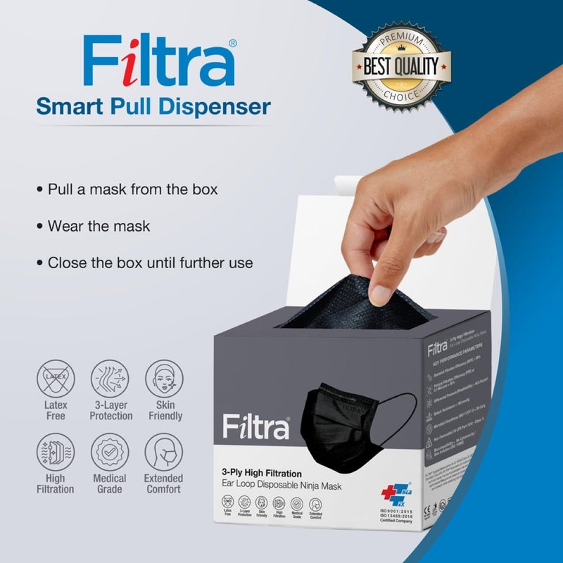 Filtra ® 3-Ply Ear Loop Surgical Mask - High Filtration | Breathable | Hypoallergenic | Ergonomic | Fluid Repellent - Image 3