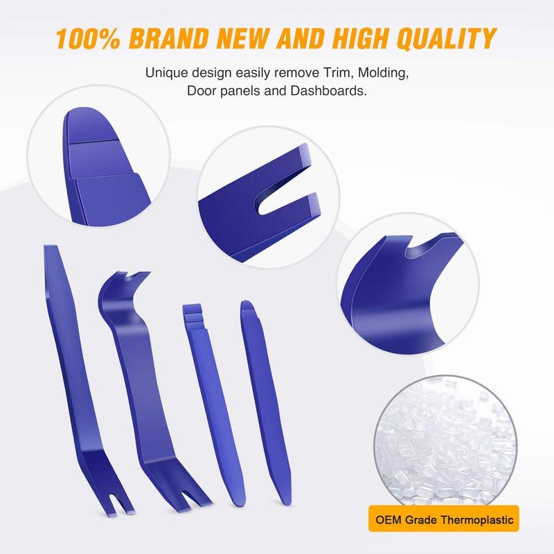 GOOACC 5PCS Auto Trim Removal Tool Kit No-Scratch Pry Tool Kit for Car Door Clip Panel & Audio Dashboard Dismantle -5PCS - Image 3