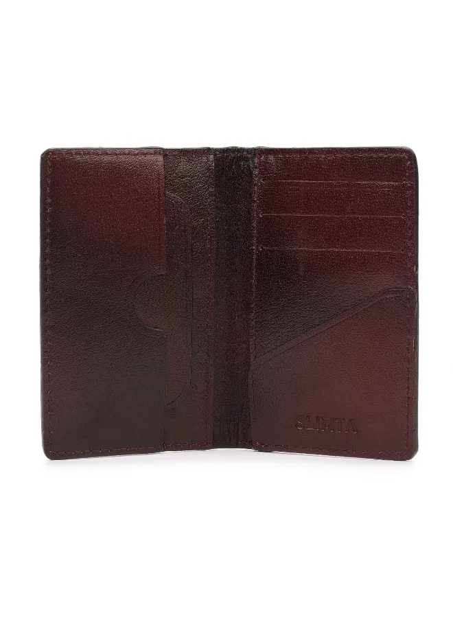 SLIMTA Men's Genuine Leather Long Wallet Vertical Travel Wallet Card Slots ID Window 2 Bill Compartments Handcrafted in Pakistan 12cm x 7.5cm