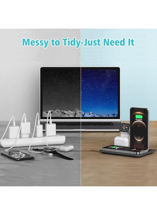 Wireless Charging Station Multi-Device Wireless Charging 15W Fast Charging Gear Wireless Charger For IPhone Apple Watch Airpods And Other Smartphones - Black - Image 4