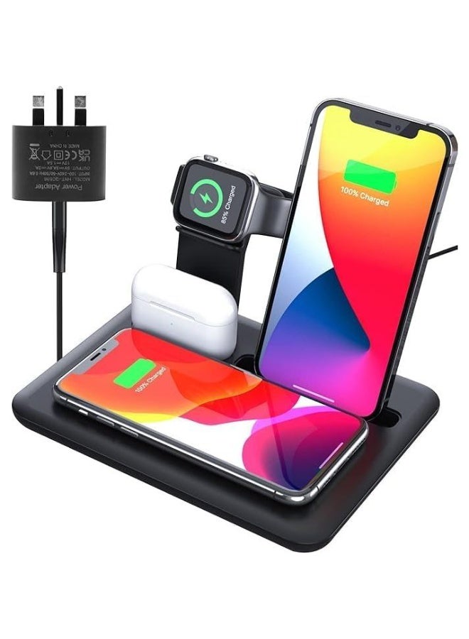 Wireless Charging Station Multi-Device Wireless Charging 15W Fast Charging Gear Wireless Charger For IPhone Apple Watch Airpods And Other Smartphones - Black - Image 1