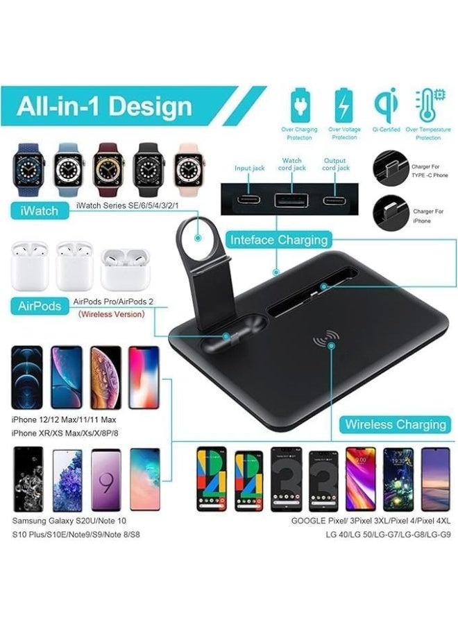 Wireless Charging Station Multi-Device Wireless Charging 15W Fast Charging Gear Wireless Charger For IPhone Apple Watch Airpods And Other Smartphones - Black - Image 3