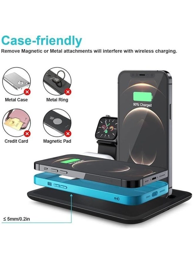 Wireless Charging Station Multi-Device Wireless Charging 15W Fast Charging Gear Wireless Charger For IPhone Apple Watch Airpods And Other Smartphones - Black - Image 2