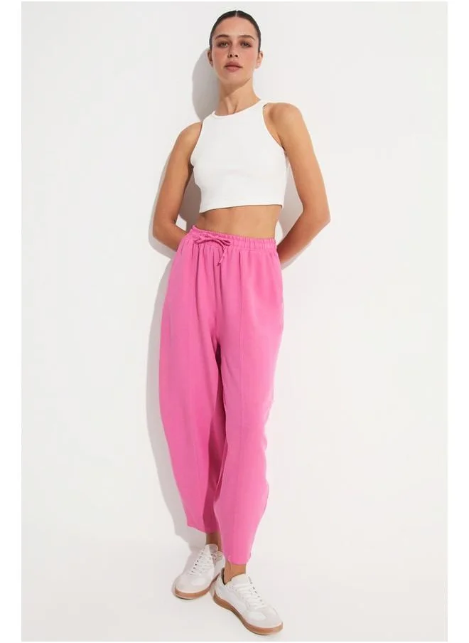 جون June Elastic Waist Viscose Trouser Fuchsia