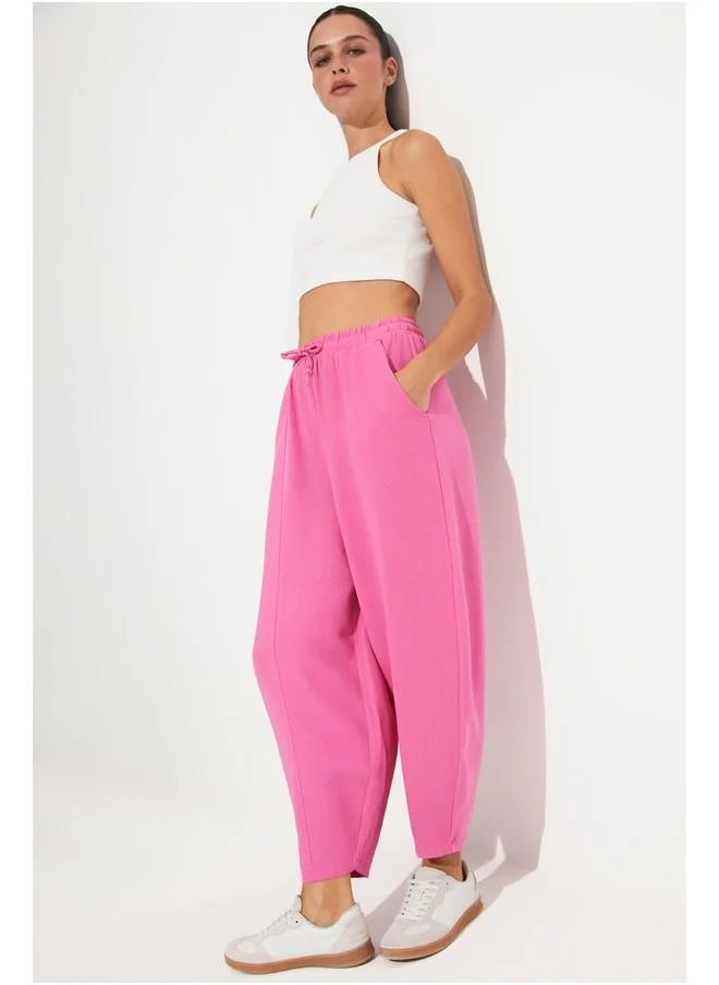 جون June Elastic Waist Viscose Trouser Fuchsia