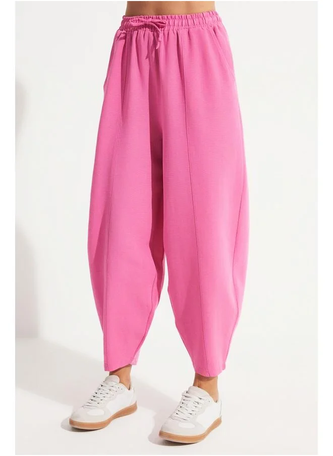 جون June Elastic Waist Viscose Trouser Fuchsia