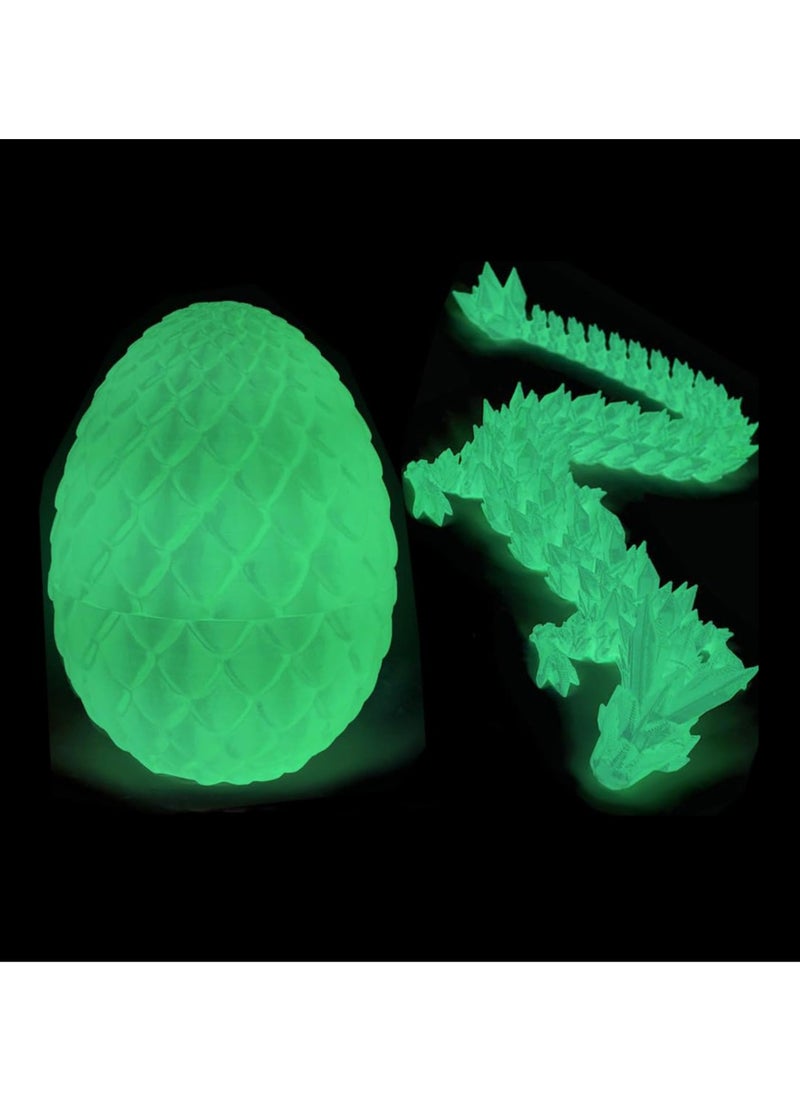Dragon Egg, 15 inchs Crystal Dragon,Articulated Dragon, Fidget Toys for Autism/ADHD,3D Printed Gift Toy, Executive Desk Toys, Godzilla Home Office Decor (Luminous Green)  - Image 1