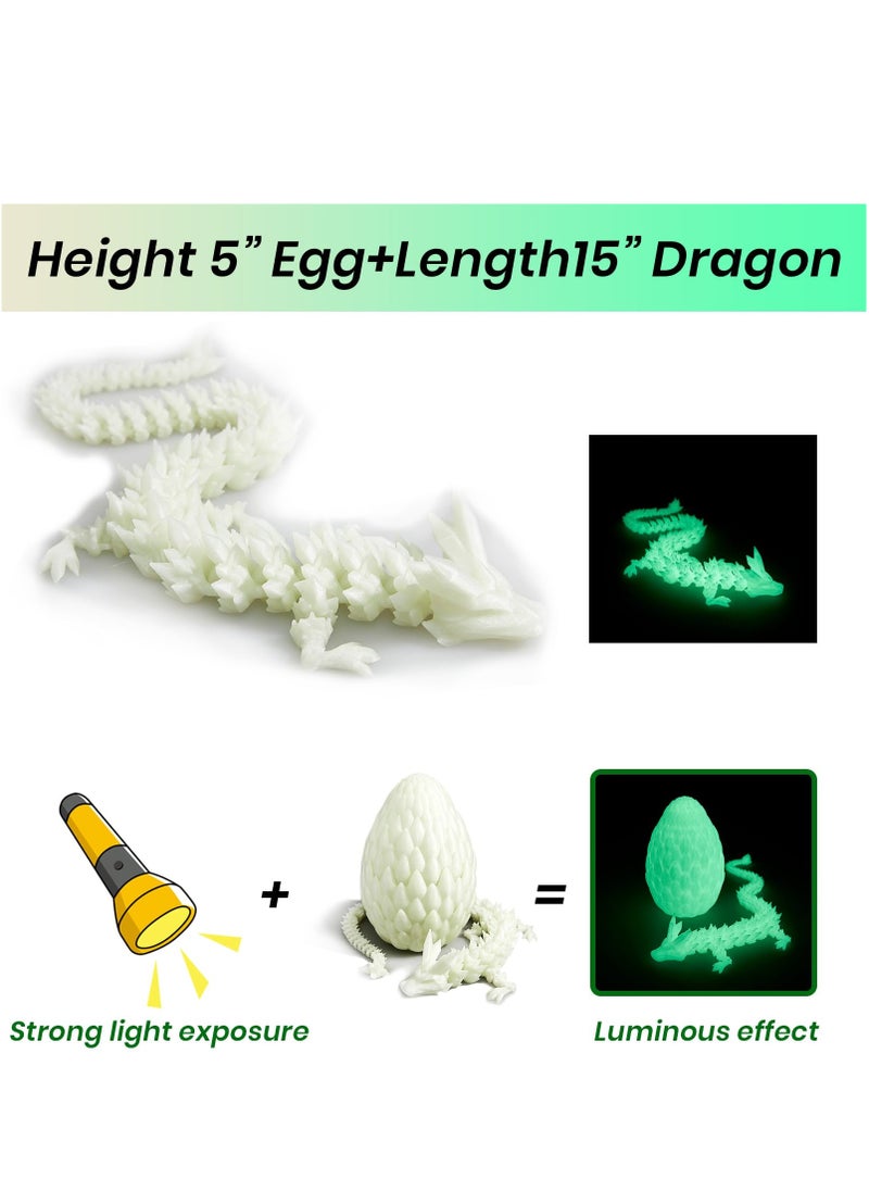 Dragon Egg, 15 inchs Crystal Dragon,Articulated Dragon, Fidget Toys for Autism/ADHD,3D Printed Gift Toy, Executive Desk Toys, Godzilla Home Office Decor (Luminous Green)  - Image 4