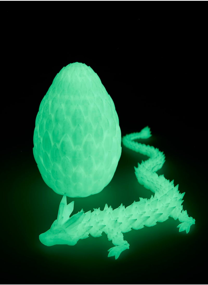 Dragon Egg, 15 inchs Crystal Dragon,Articulated Dragon, Fidget Toys for Autism/ADHD,3D Printed Gift Toy, Executive Desk Toys, Godzilla Home Office Decor (Luminous Green)  - Image 2