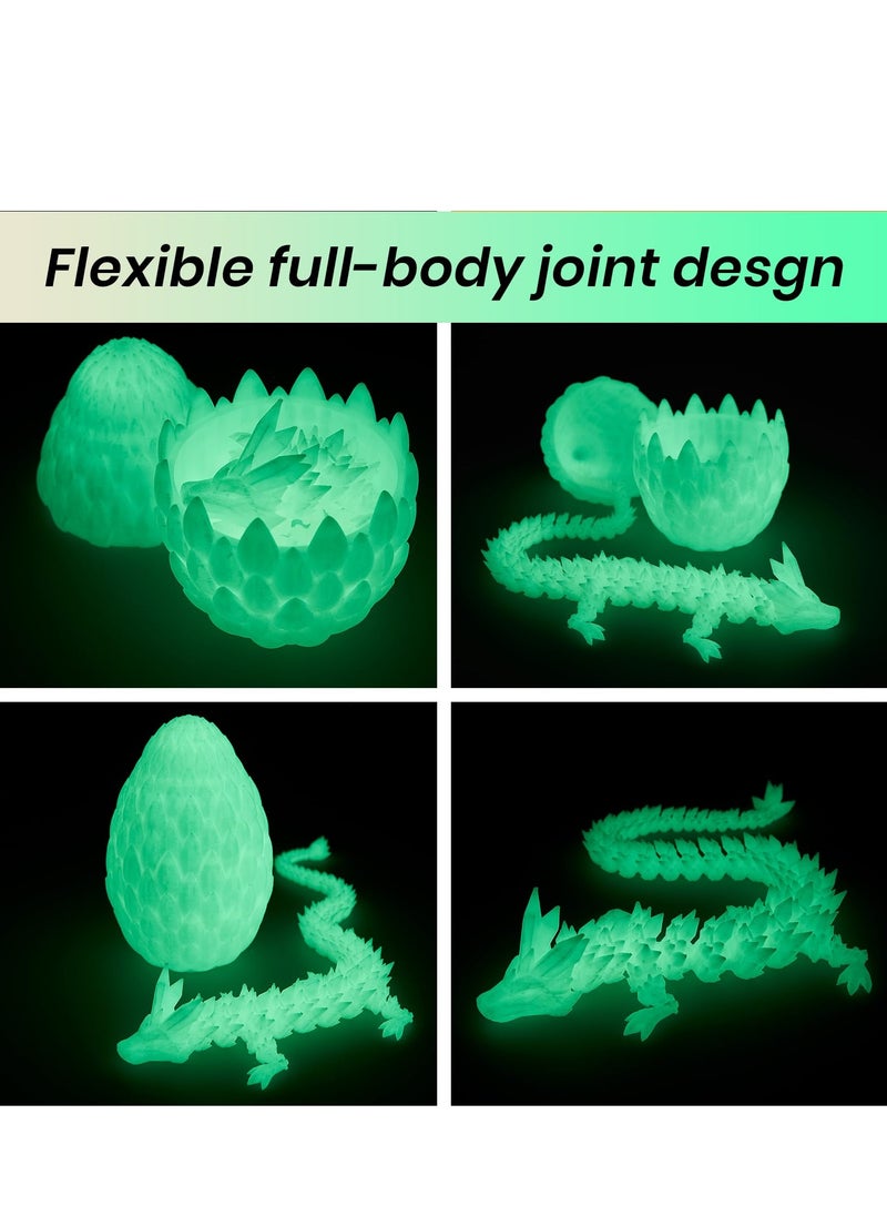 Dragon Egg, 15 inchs Crystal Dragon,Articulated Dragon, Fidget Toys for Autism/ADHD,3D Printed Gift Toy, Executive Desk Toys, Godzilla Home Office Decor (Luminous Green)  - Image 3
