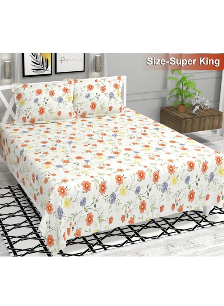 BSB Premium Glace Cotton King Bed Sheets with 2 King Pillowcases by Kingston | Luxurious Soft Sheets (3 Piece Set, 275 X 275 CM Flat sheet, 50 X 75 CM Pillow Covers, Multi color) - Image 2