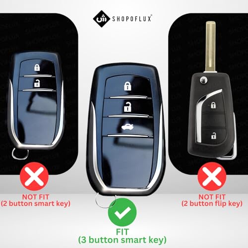 SHOPOFLUX Metal Key Cover Compatible with Toyota Fortuner | Fortuner Legender | Innova Hycross | Invicto 3 Button Smart Key (Metal Blue Silicone) - Image 2