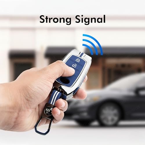 SHOPOFLUX Metal Key Cover Compatible with Toyota Fortuner | Fortuner Legender | Innova Hycross | Invicto 3 Button Smart Key (Metal Blue Silicone) - Image 3