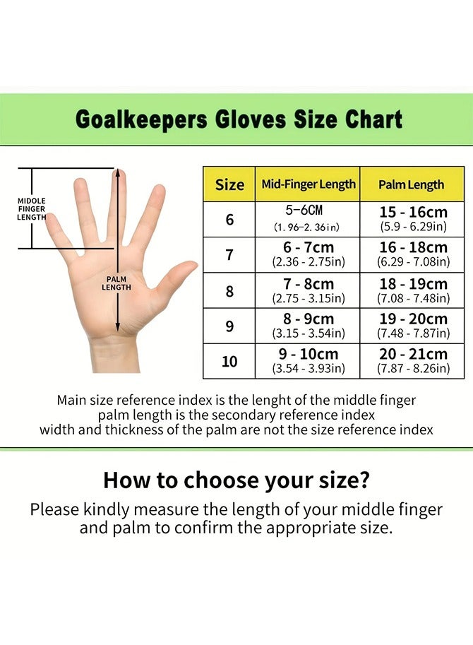 قفازات حارس المرمى مع حماية الأصابع، قفازات حارس كرة القدم احترافية للشباب والكبار، كف لاتكس بسمك ‎4+3mm‎ بقبضة قوية مضادة للانزلاق، قفازات قابلة للتنفس للتدريب والمباريات، مقاسات 7-10 - Image 2