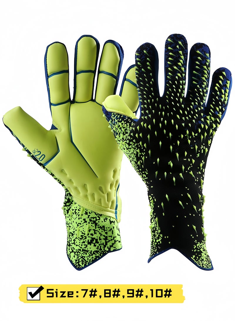 قفازات حارس المرمى مع حماية الأصابع، قفازات حارس كرة القدم احترافية للشباب والكبار، كف لاتكس بسمك ‎4+3mm‎ بقبضة قوية مضادة للانزلاق، قفازات قابلة للتنفس للتدريب والمباريات، مقاسات 7-10 - Image 1