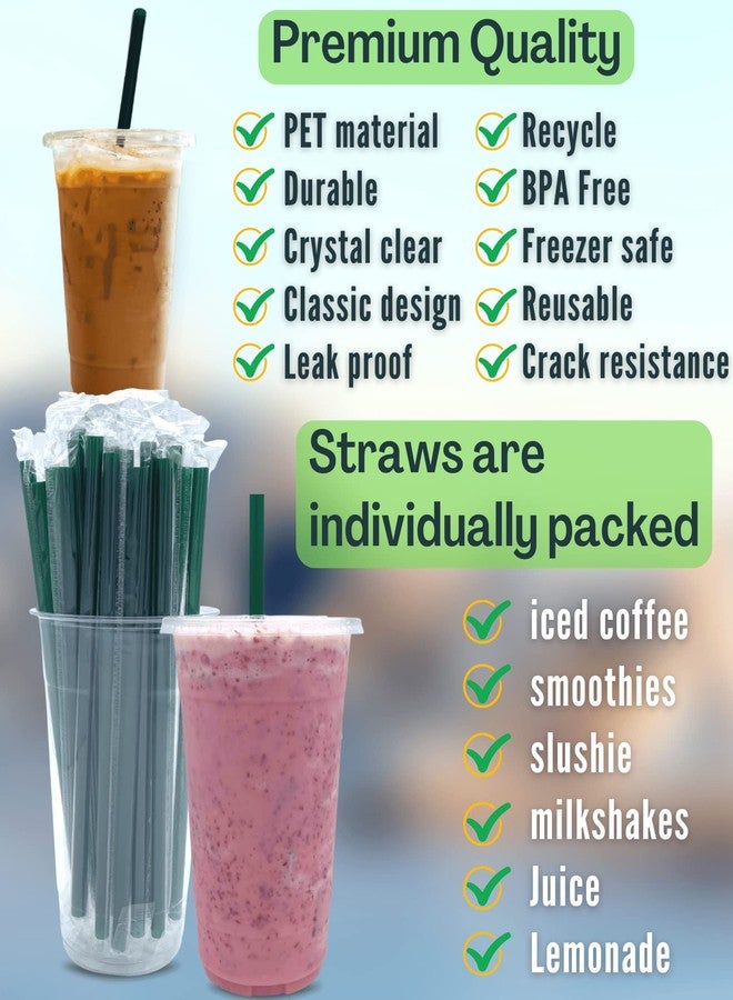 Cappatua [50 SETS] 32 oz Clear Plastic Cups with Lids and STRAWS, Disposable Drinking Cups for Cold Drinks, Iced Coffee, Milkshakes, Smoothies - Image 2