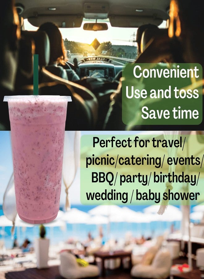 Cappatua [50 SETS] 32 oz Clear Plastic Cups with Lids and STRAWS, Disposable Drinking Cups for Cold Drinks, Iced Coffee, Milkshakes, Smoothies - Image 3