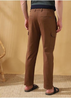Dennis Lingo Straight Fit Solid Brown 98% Cotton 2 %Elastane Mid Rise Waist Full Length Woven Weave Cargo for Men with Button/Zip Closure -a must-have piece for fashion-forward minds.  - Image 5