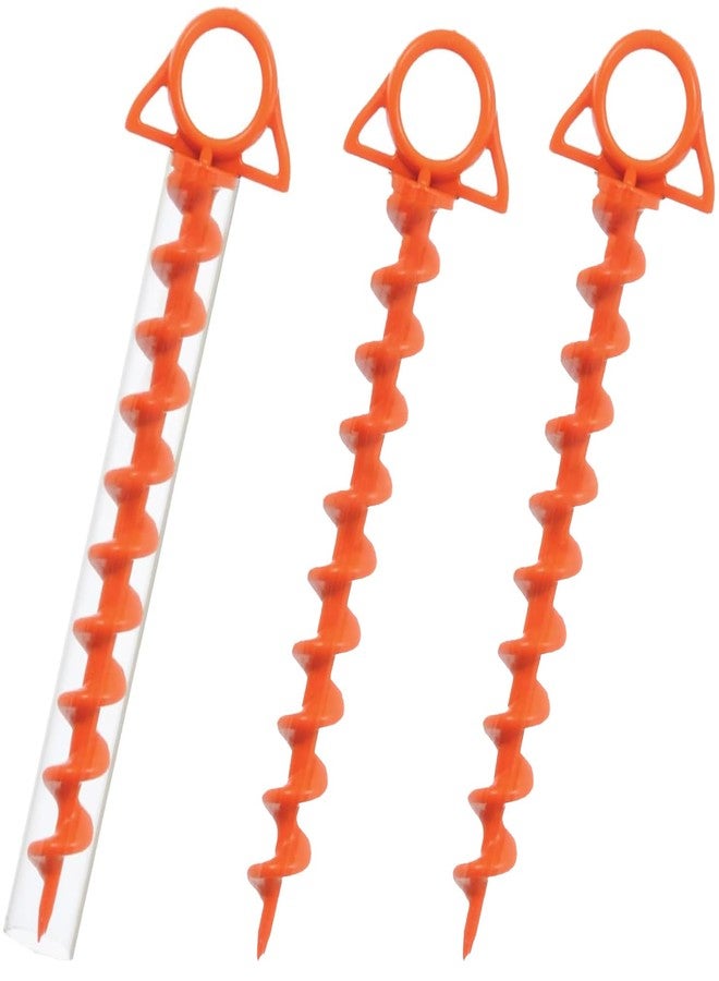 TBESEVENXT Ultimate Spiral Plastic Tent Stakes 12 Inch for Heavy Duty Beach Tent Pegs Canopy Stakes High Wind, Sand Canopies Outdoor Hiking Camping Included T-Grip Tool (3PCS) - Image 1