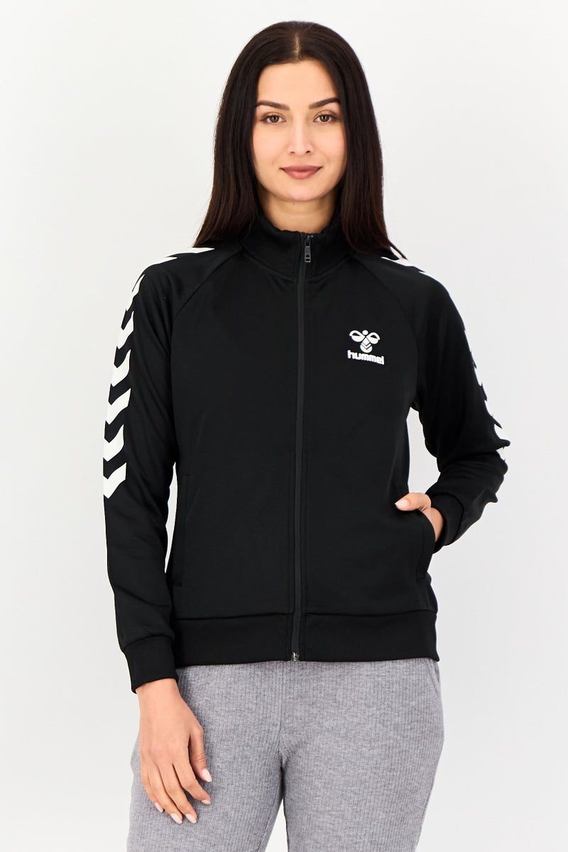 Hummel جاكيت خارجي طويل الأكمام للنساء، رياضي، أسود - Image 1