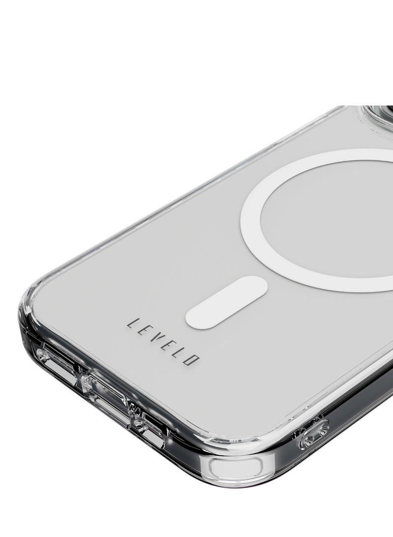 LEVELO MagSafe Clara Clear Case For iPhone 15 Plus / Premium Material / Lifted Camera Ring / Bumper Protection - Clear - Image 2