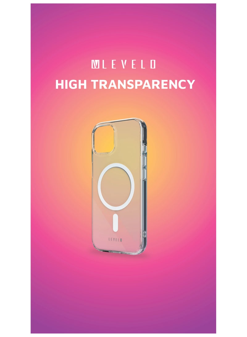 LEVELO MagSafe Clara Clear Case For iPhone 15 Plus / Premium Material / Lifted Camera Ring / Bumper Protection - Clear - Image 3