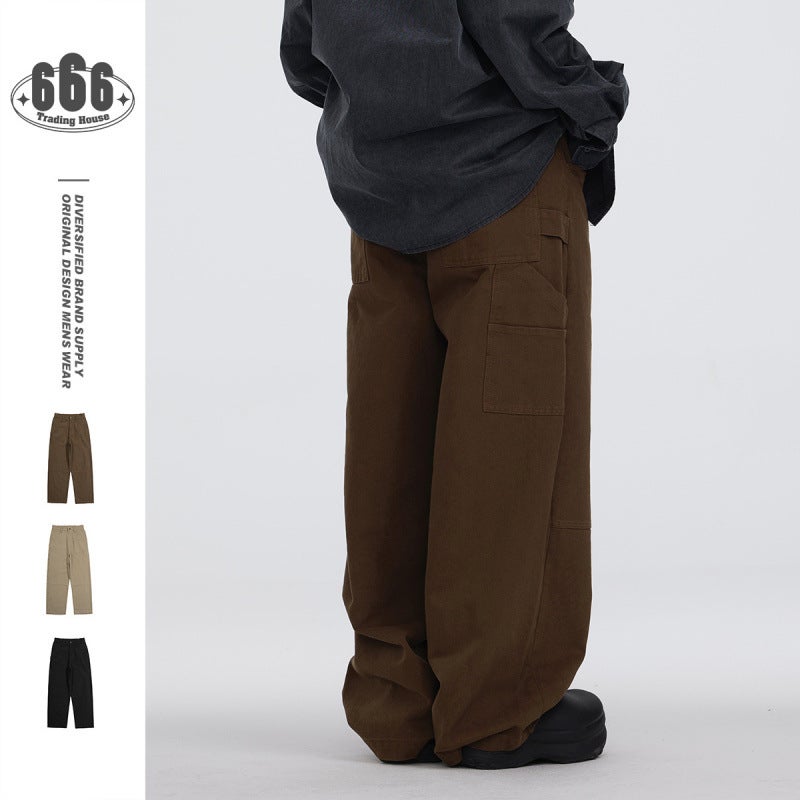 Magmans American Retro Lumber Pants Men'S And Women'S Overalls Trendy Brand Wide-Leg Loose Straight Casual Pants K7326 - Image 2