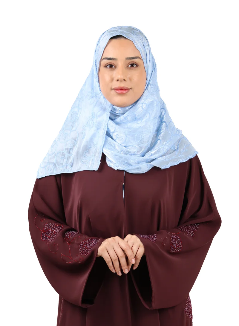 Premium Circle Motif Organza Scarf (Powder Blue)