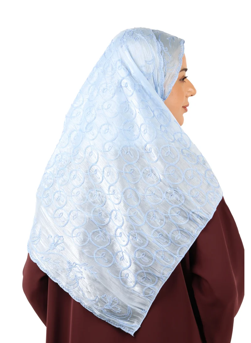Jameela  Premium Circle Motif Organza Scarf (Powder Blue) for Women | Best Price UAE