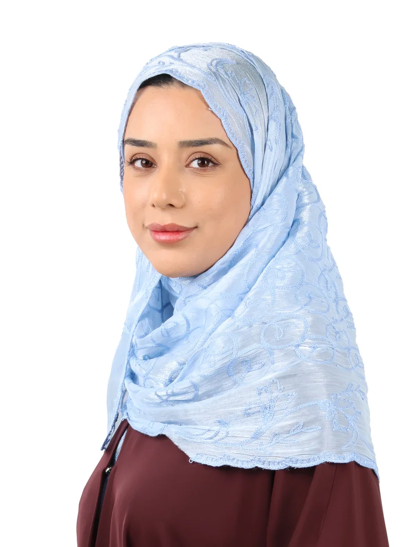 Jameela  Premium Circle Motif Organza Scarf (Powder Blue) for Women | Best Price UAE