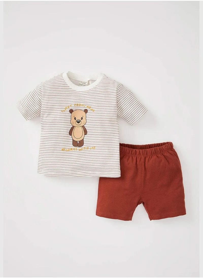 DeFacto Regular Fit Short Sleeve Bear Print Lounge Set