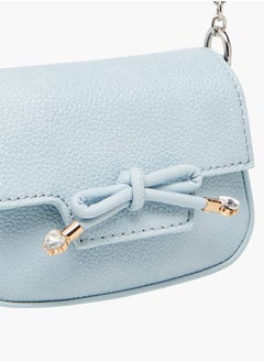 Little Missy Girls Bow Accent Crossbody Bag with Chain Strap and Button Closure  - Image 4