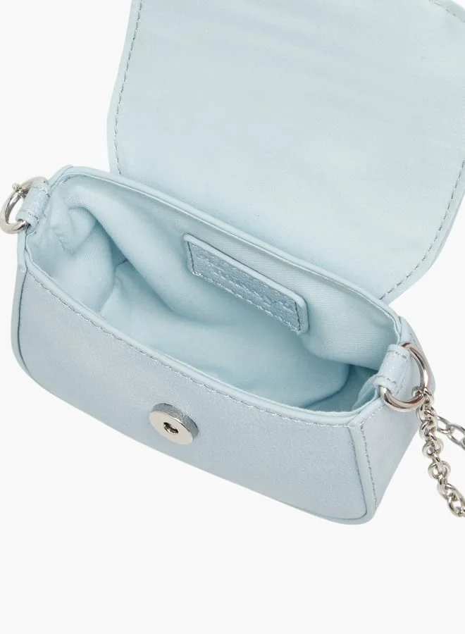 ليتل ميسي Girls Bow Accent Crossbody Bag with Chain Strap and Button Closure