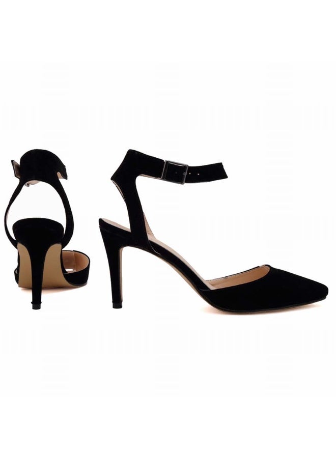 Loquat Ankle Strap Stiletto Heels 8cm Black - Image 3