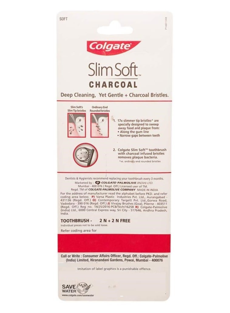 كولجيت فرشاة أسنان رفيعة ناعمة مصنوعة من الفحم، 17x شعيرات أنحف ذات أطراف ناعمة، عبوة من 4 قطع - Image 5