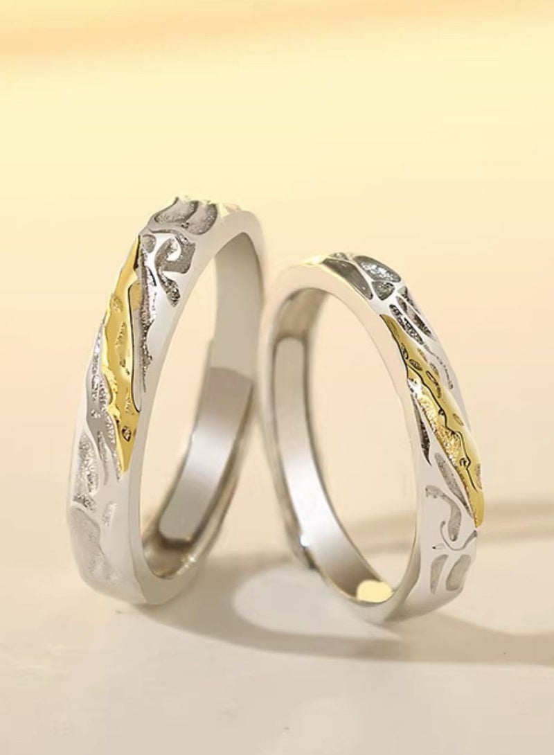 2-Pieces Adjustable Ring, Stylish Couple Ring Set  - Image 1