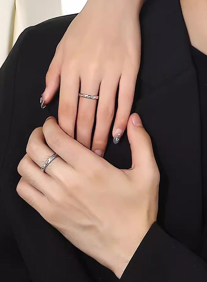 2-Pieces Adjustable Ring, Stylish Couple Ring Set  - Image 2