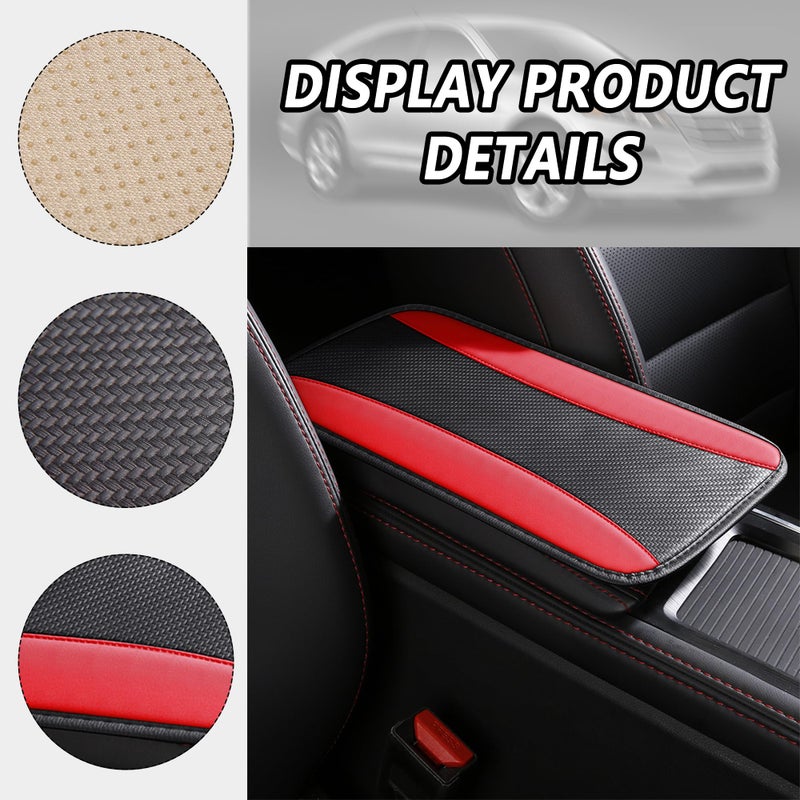 IHOTDER Stylish Car Center Console Cover,PU Leather Car Armrest Cover Prevent Scratches on Center Console,Universal Car Armrest Cushion Car Accessories Interior for Car SUV Truck (Red) - Image 5