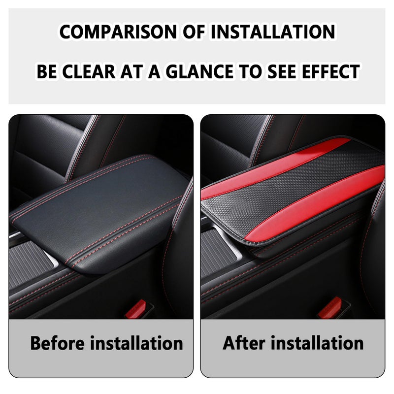 IHOTDER Stylish Car Center Console Cover,PU Leather Car Armrest Cover Prevent Scratches on Center Console,Universal Car Armrest Cushion Car Accessories Interior for Car SUV Truck (Red) - Image 3