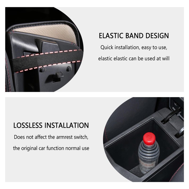 IHOTDER Stylish Car Center Console Cover,PU Leather Car Armrest Cover Prevent Scratches on Center Console,Universal Car Armrest Cushion Car Accessories Interior for Car SUV Truck (Red) - Image 4