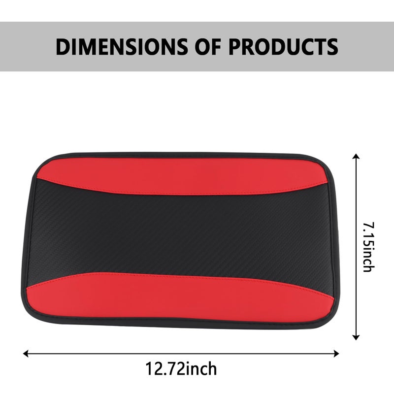 IHOTDER Stylish Car Center Console Cover,PU Leather Car Armrest Cover Prevent Scratches on Center Console,Universal Car Armrest Cushion Car Accessories Interior for Car SUV Truck (Red) - Image 2