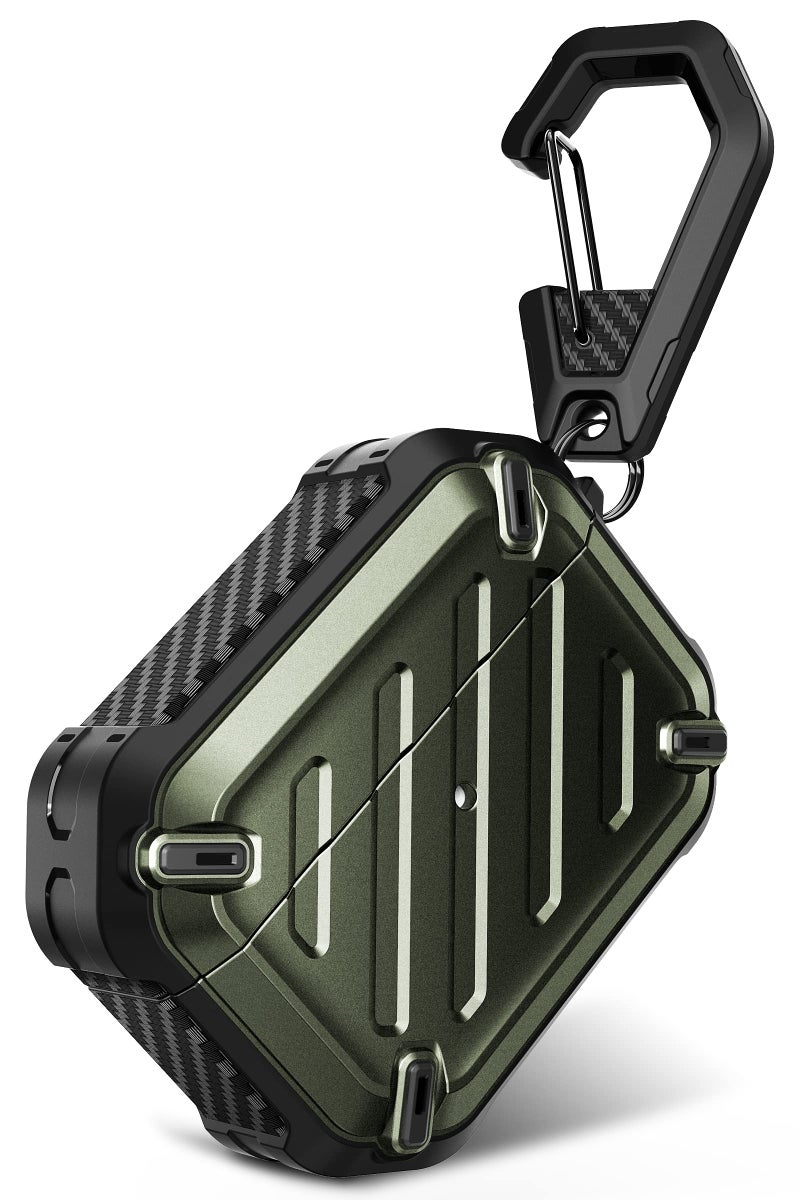 SUPCASE Unicorn Beetle Pro Series Case Designed for Airpods Pro (2023/2022/2019), Full-Body Rugged Protective Case with Carabiner for AirPods Pro 2nd Generation / 1st Generation (DarkGreen) - Image 1