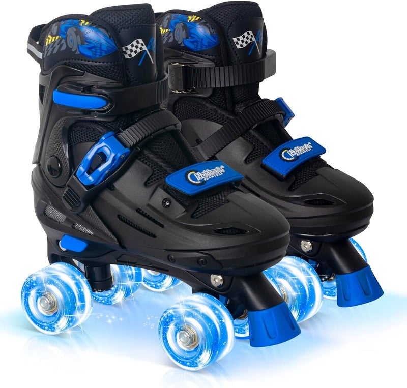 Nattork Adjustable Roller Skates for Kids Boys Girls Teen Youth Age 4-16 Cool Racing Car Indoor Outdoor Gift Idea for Birthdays - Image 1