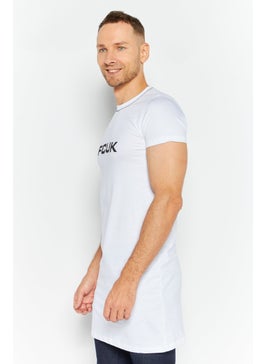 French Connection Men Crew Neck Short Sleeve Brand Logo T Shirt, White  - Image 3